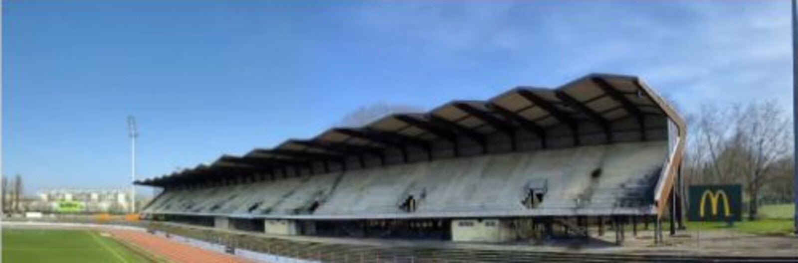 Tribune Johansen du stade de l'Ill à Mulhouse avant sa déconstruction